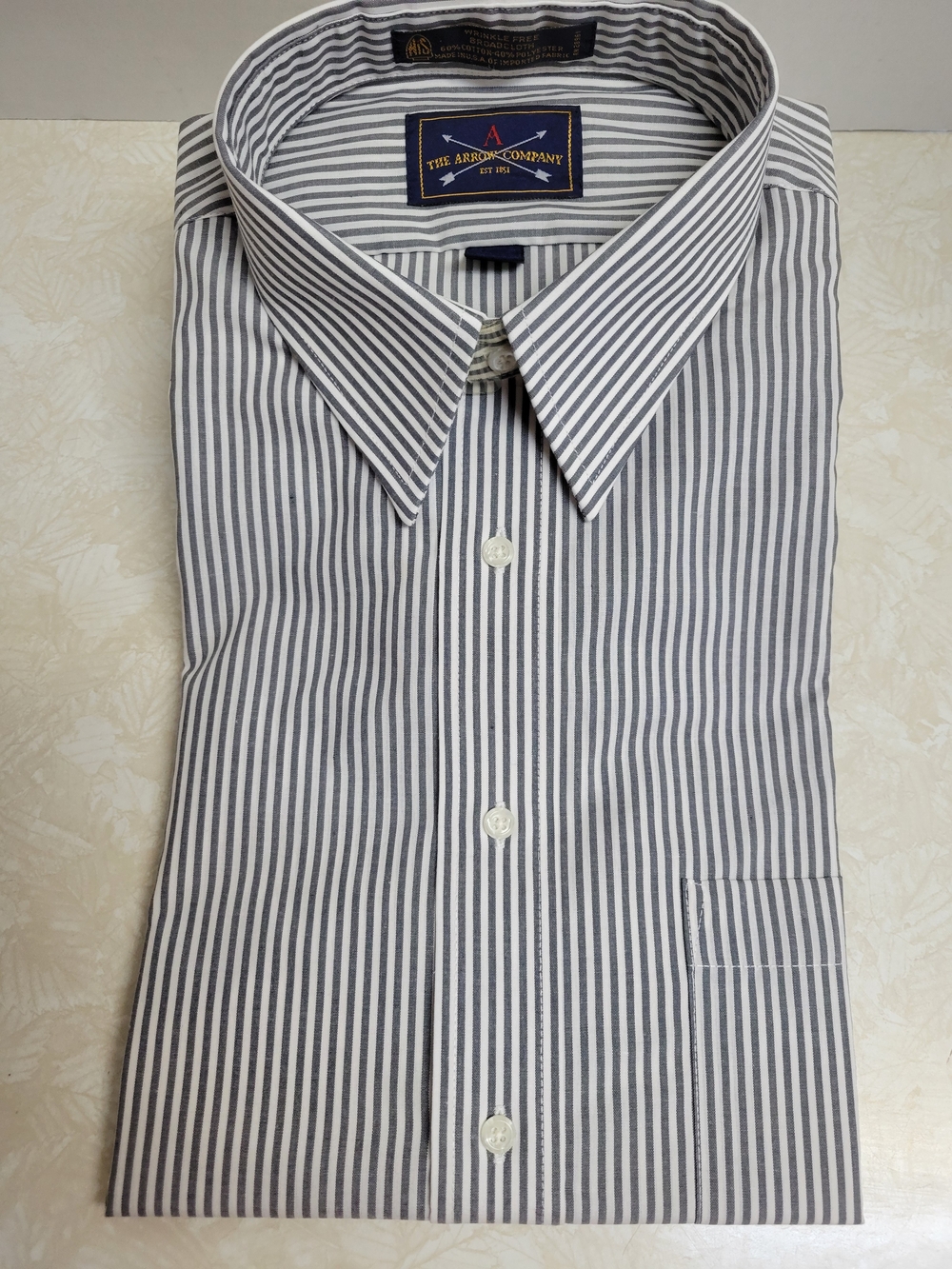 Men's Grey Stripe Short Sleeve Dress Shirt